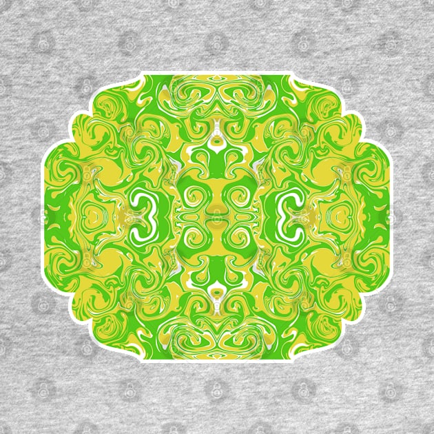 Green and Yellow Marble Swirl Abstract Art Design by AussieMumaArt